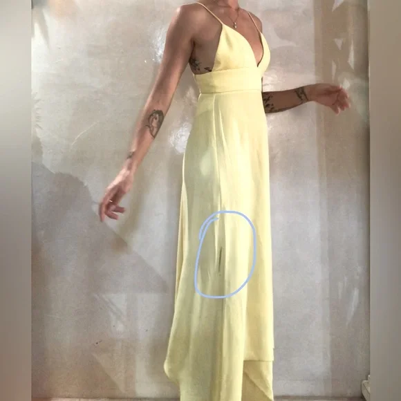 MOSCHINO BOUTIQUE Pastel Yellow Baby Doll Midi Asymmetrical Dress size 6 - Picture 11 of 13